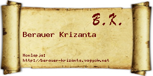 Berauer Krizanta névjegykártya
